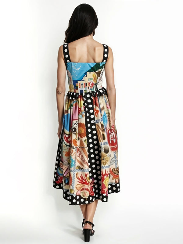 Colorblack Print Vintage Dresses