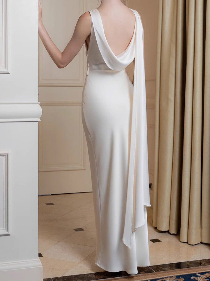 Elegant Solid Sleeveless Long Dress