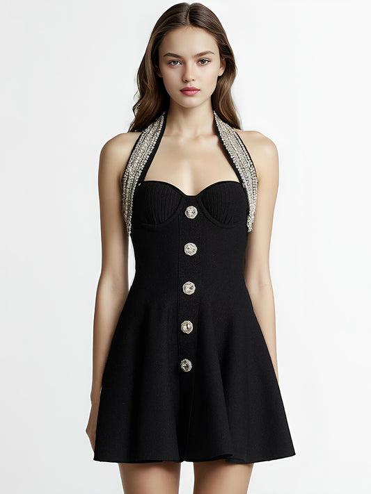 Patchwork Diamond Halter Dresses