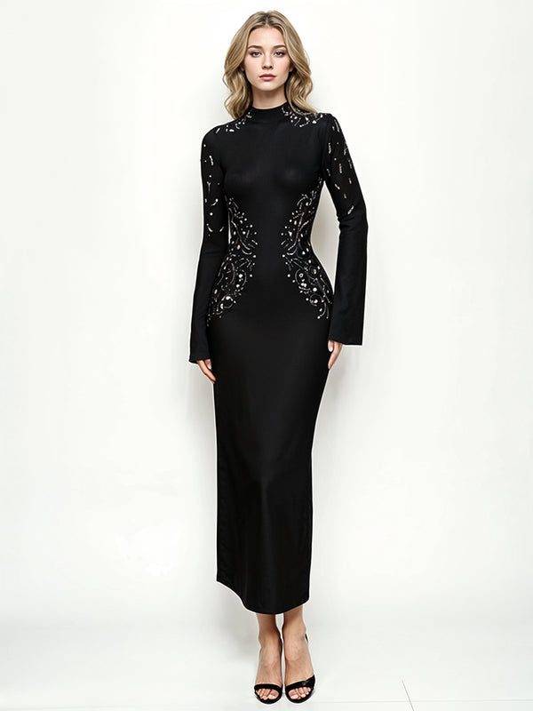 Patchwork Diamonds Long Sleeve Dresses