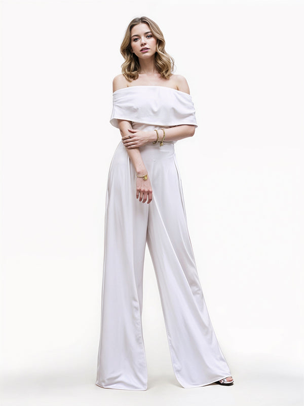 2- piece Set Off Shoulder Top Wide Leg Pant