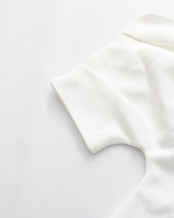 White One-Shoulder Ruched Waist Mini Dress