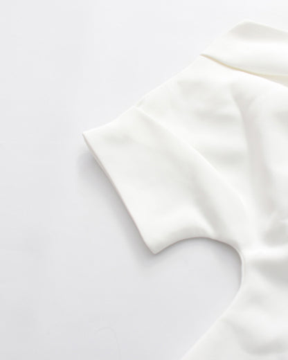 White One-Shoulder Ruched Waist Mini Dress
