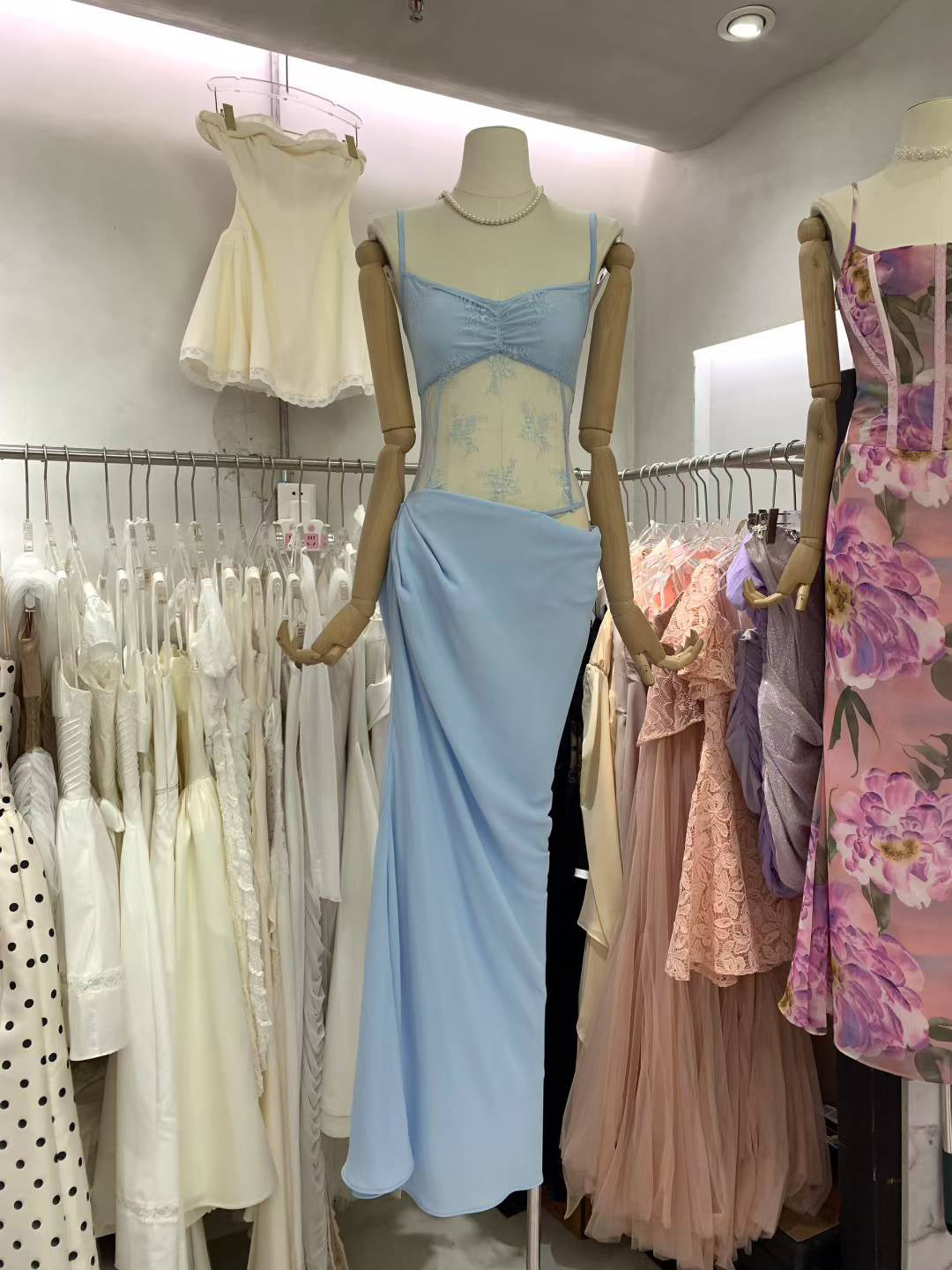 Sexy Mesh Patchwork Strap Long Dress