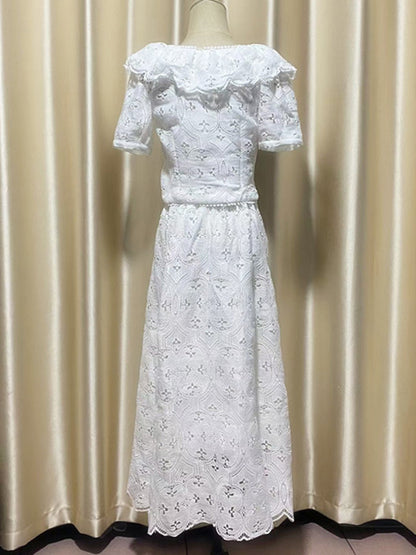 Elegant Solid Square Collar Two Piece Set