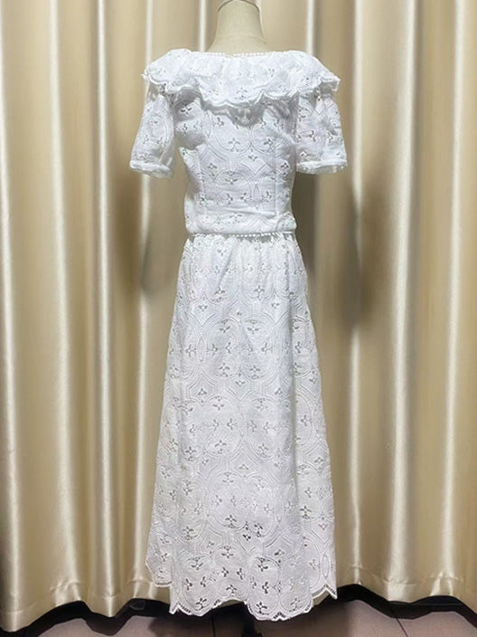 Elegant Solid Square Collar Two Piece Set
