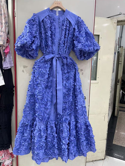 Solid Patchwork Lace Up Long Dress
