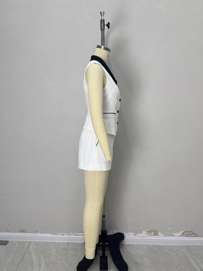 Hit Color Sleeveless Two Piece Set