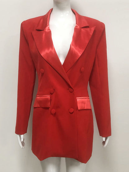 Elegant Solid V-neck Patchwork Jacket