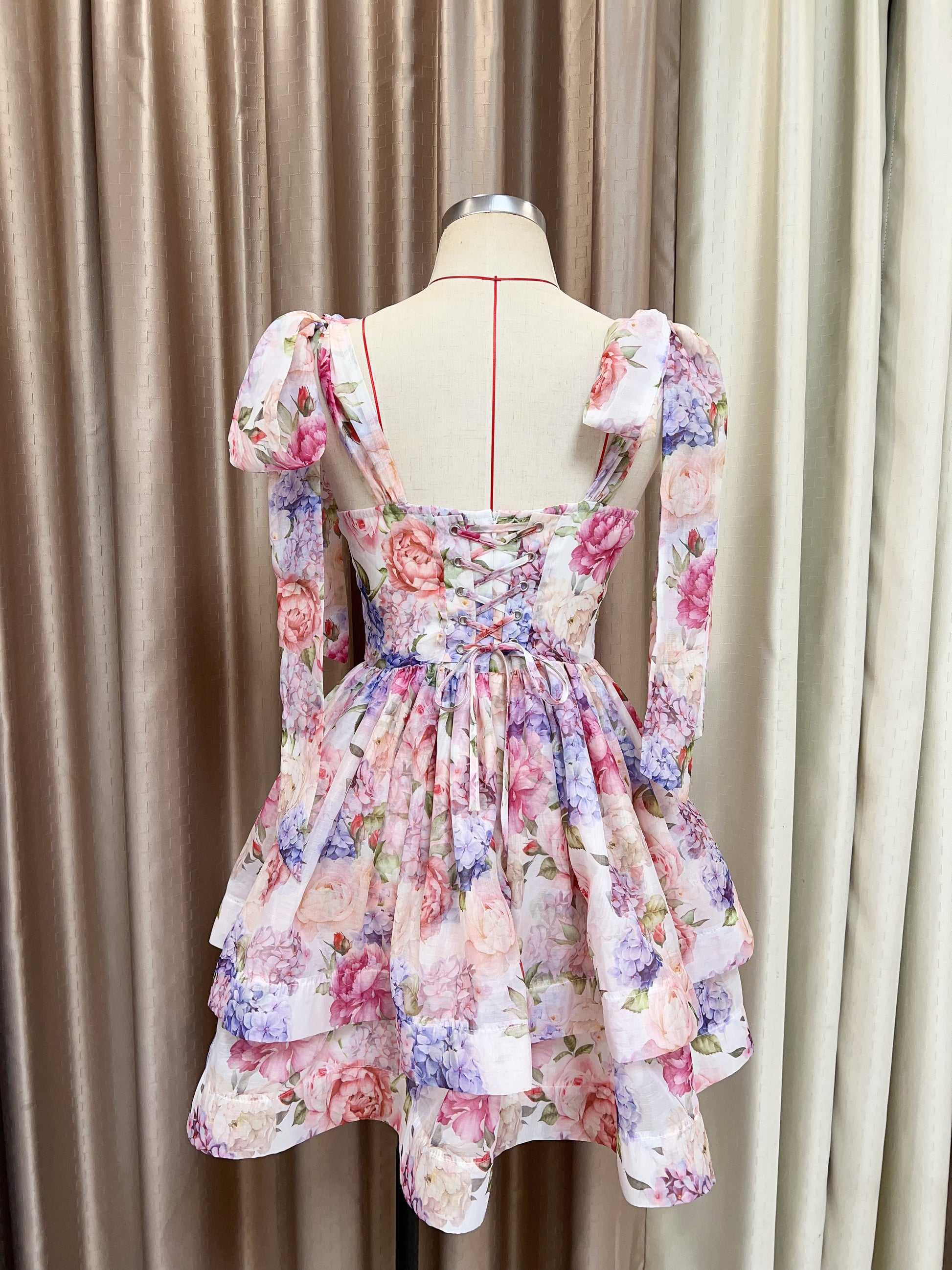 Print Patchwork Strap Short Dress
