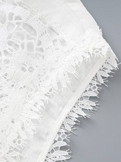 Lace Solid Hollow Out Two Piece Set