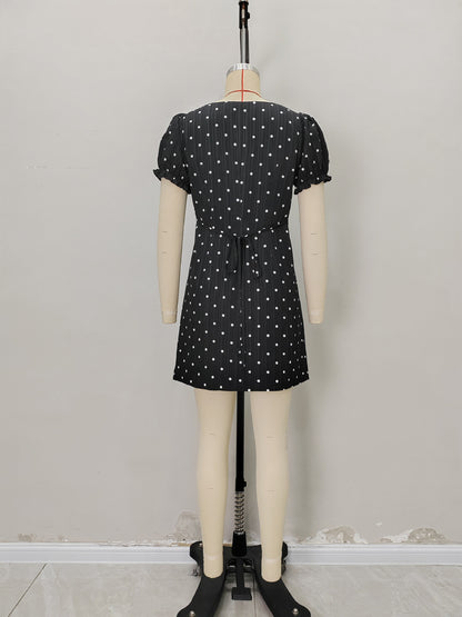 Hit Color Wave Point Short Dress