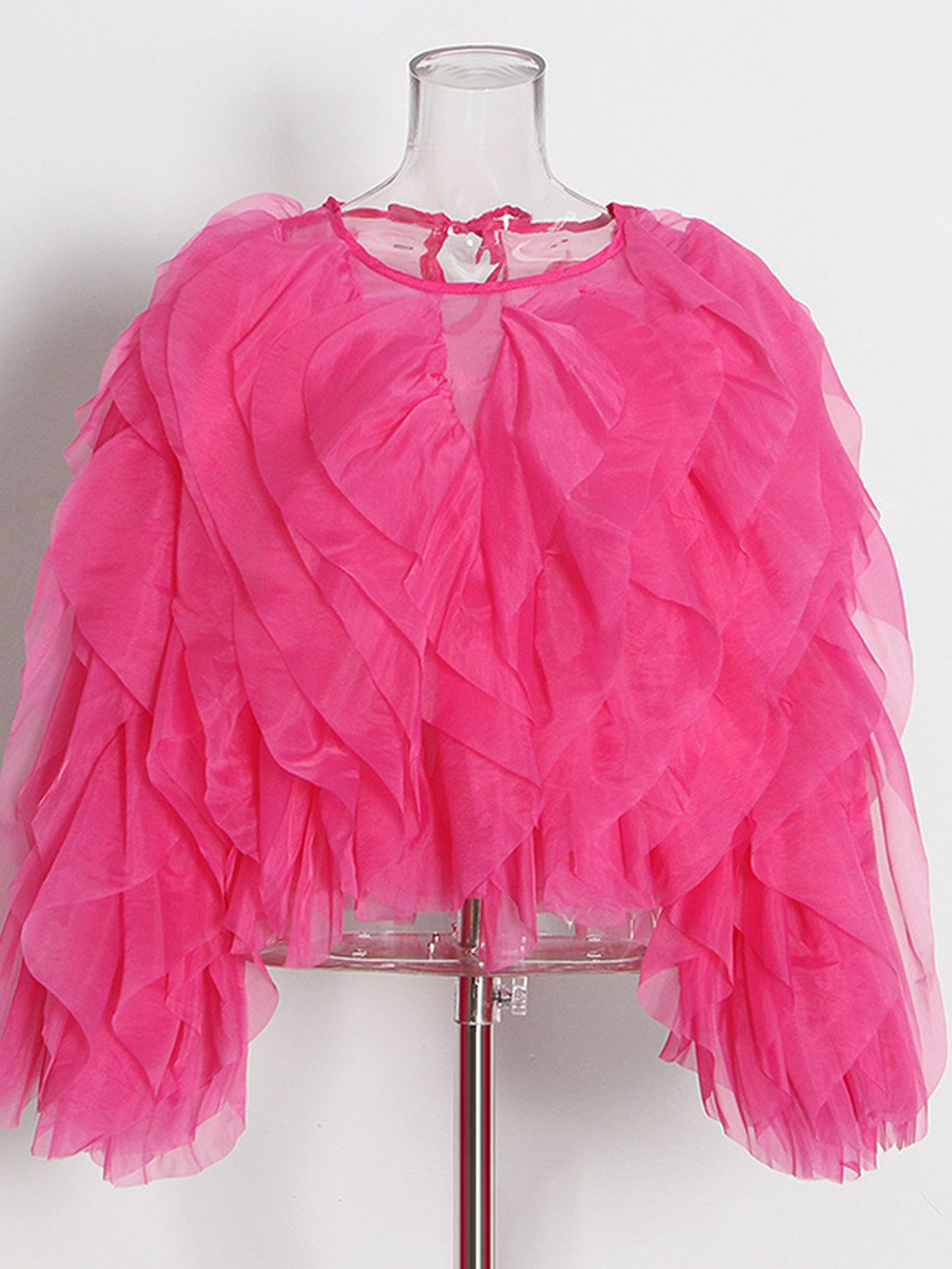Glamorous Rose Ruffled Organza Crop Top