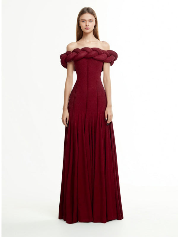 Solid Elegant Off Shoulder Midi Dress