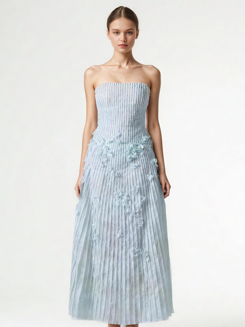 Elegant Solid Patchwork Mesh Midi Dress