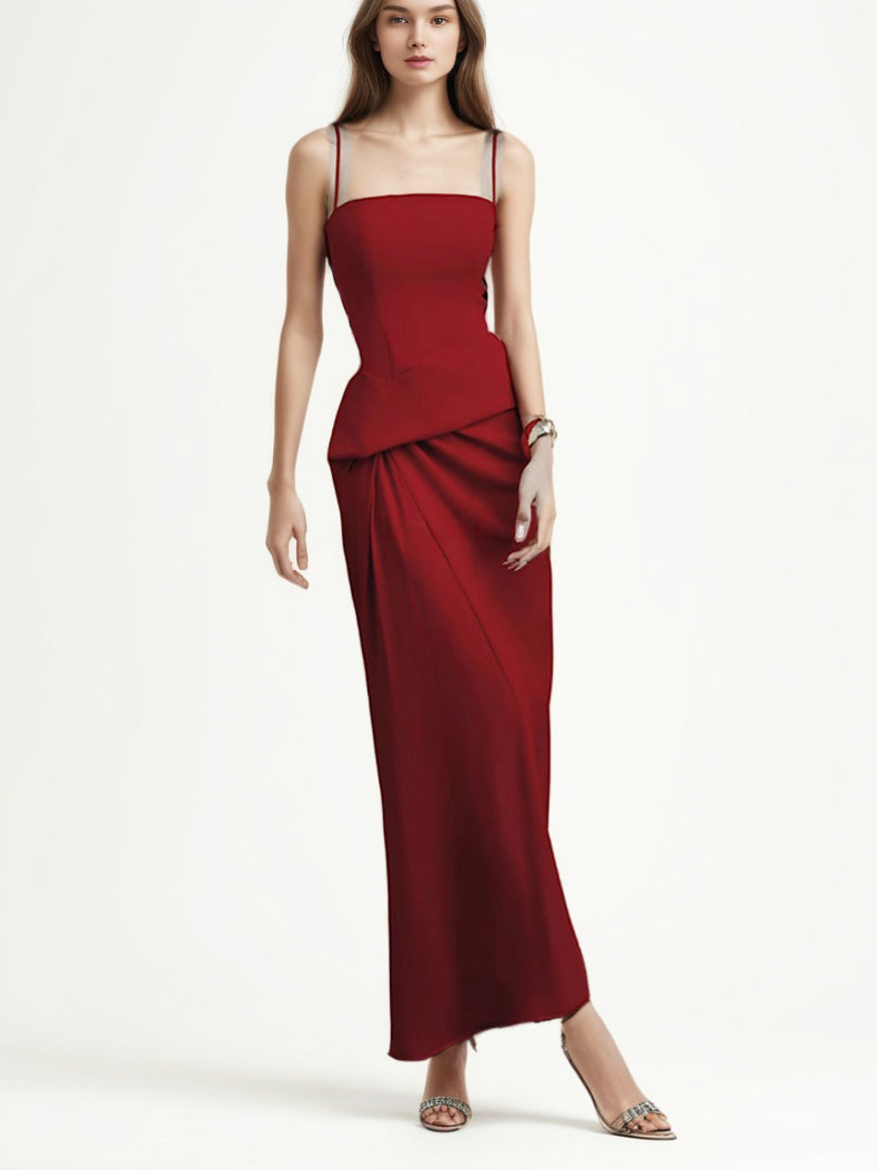 Solid Elegant Off Shoulder Long Dress