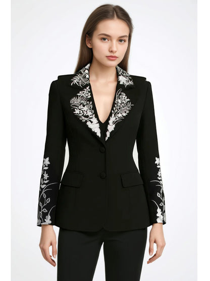 Elegant Solid Patchwork Embroidery Jacket