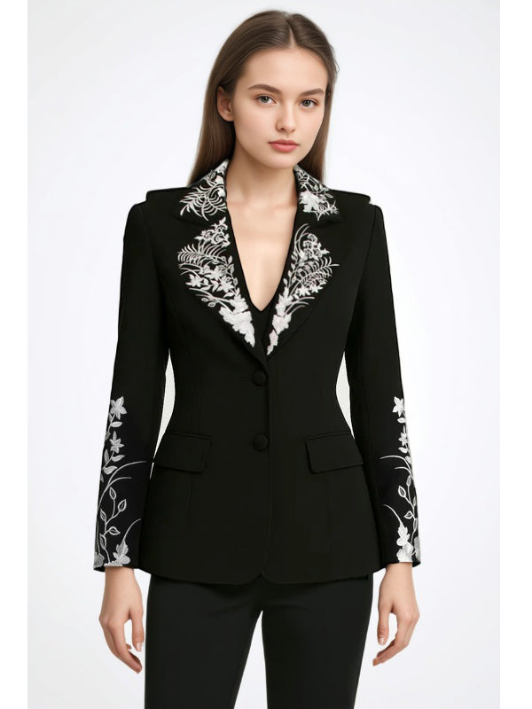 Elegant Solid Patchwork Embroidery Jacket