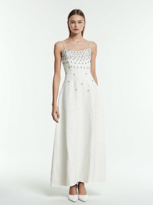 Off Shoulder Patchwork Diamonds Long Dress