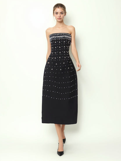 Off Shoulder Patchwork Diamonds Long Dress
