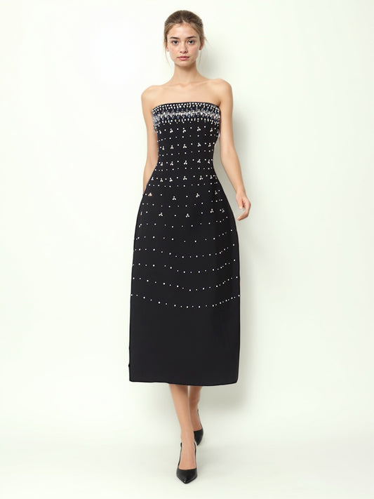 Off Shoulder Patchwork Diamonds Long Dress