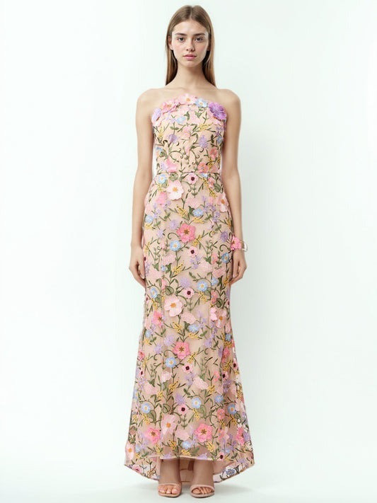 Casual Patchwork Flower Long Dress