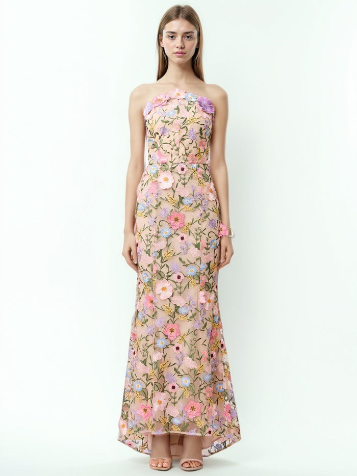 Casual Patchwork Flower Long Dress