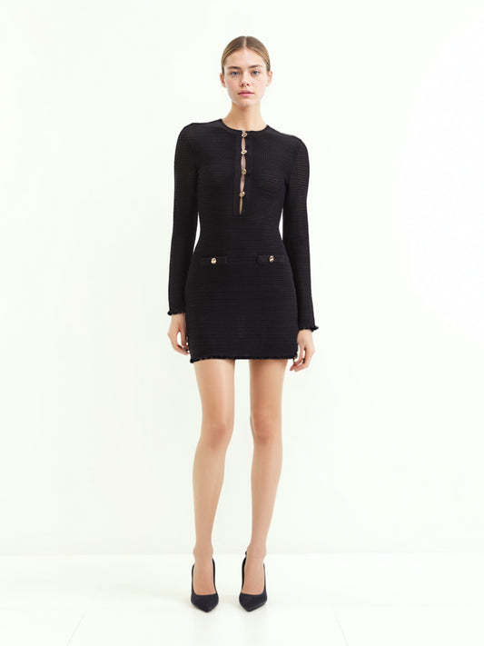Elegant Hollow Out Weave Short Dress