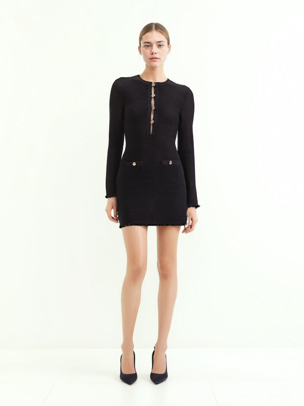 Elegant Hollow Out Weave Short Dress