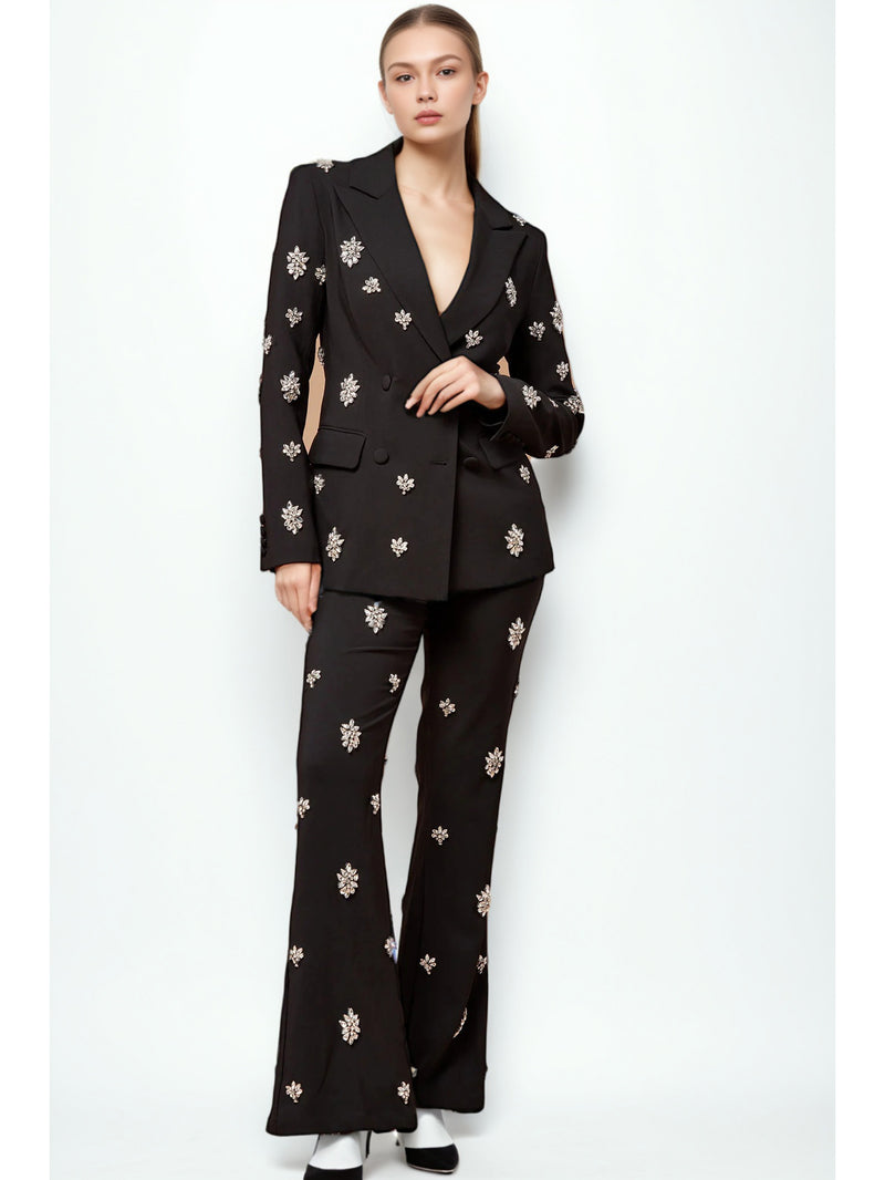 Patchwork Diamonds Blazers Two Piece Set