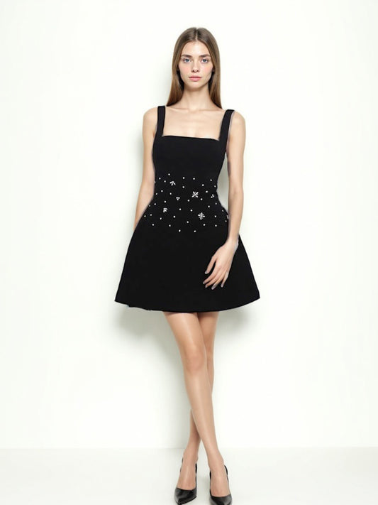 Elegant Patchwork Diamonds Short Dress