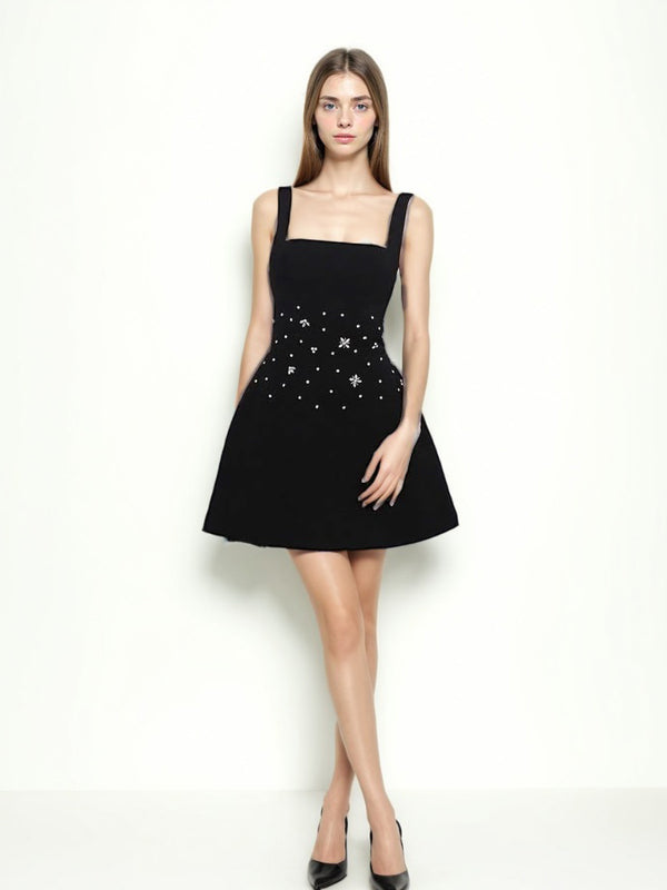 Elegant Patchwork Diamonds Short Dress