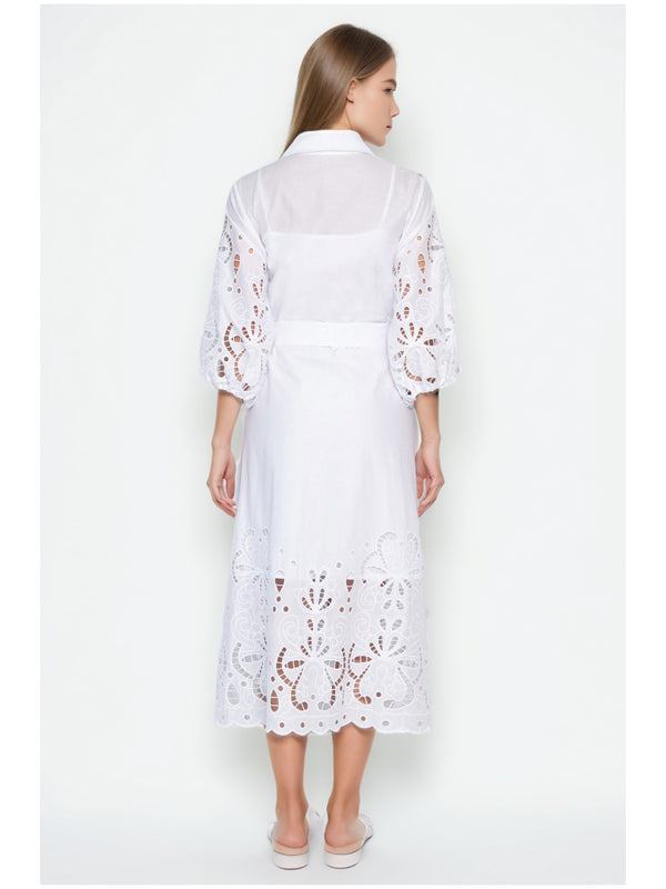Elegant Solid Hollow Out Midi Dress