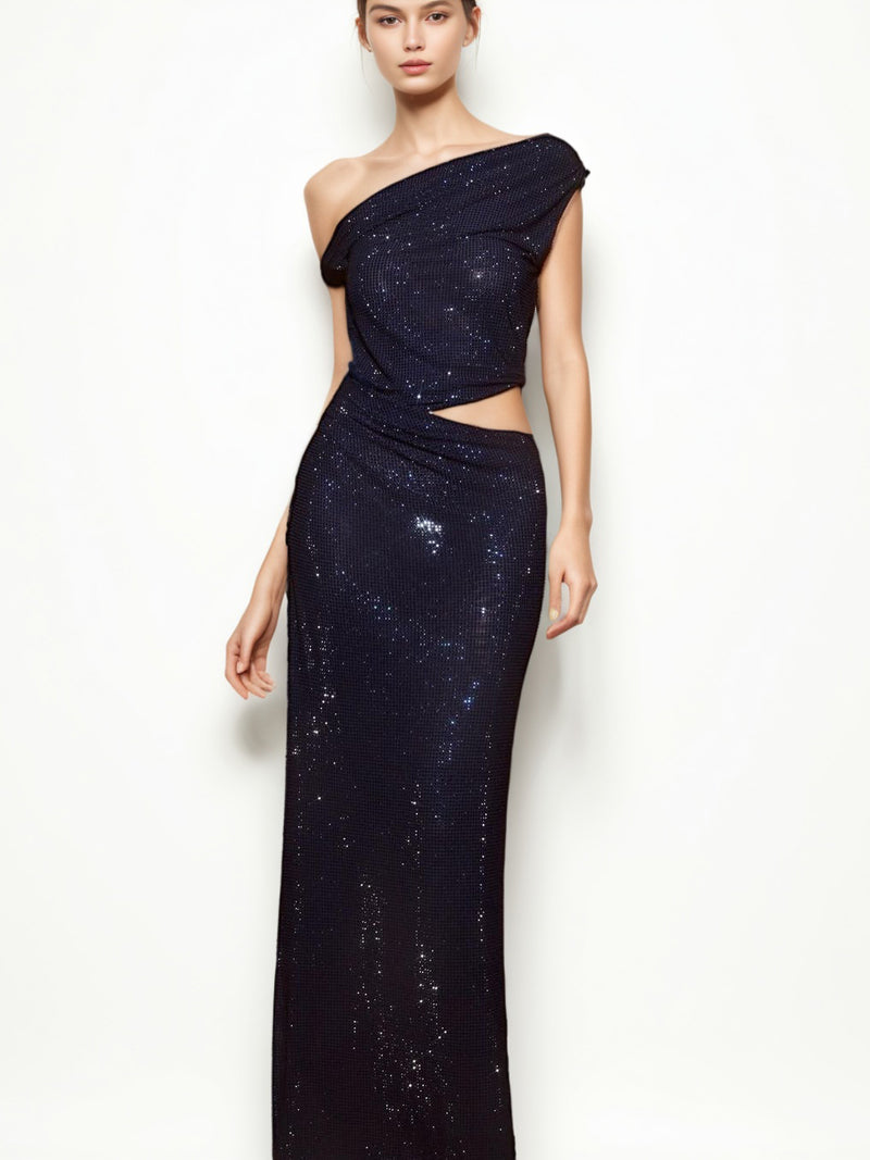 Sexy Patchwork Diamonds Long Dress