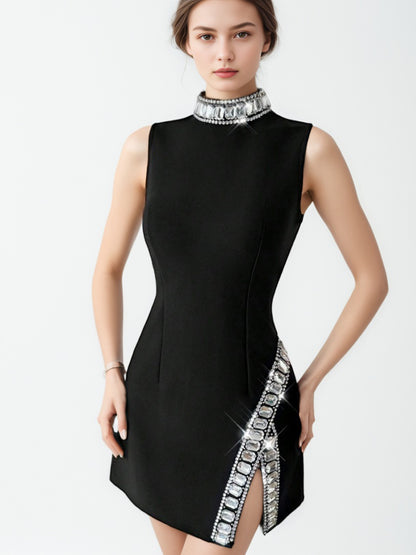 Patchwork Diamonds Sleeveless Short Dress