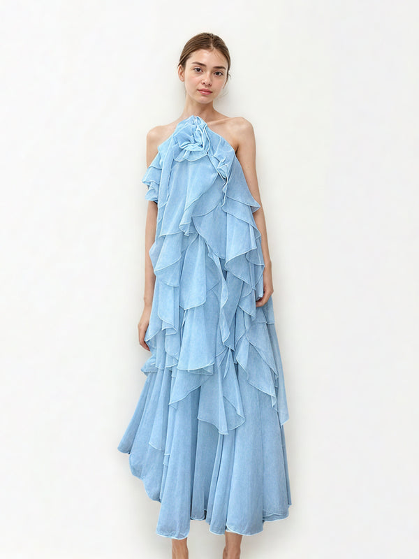 Irregular Solid Off Shoulder Long Dress