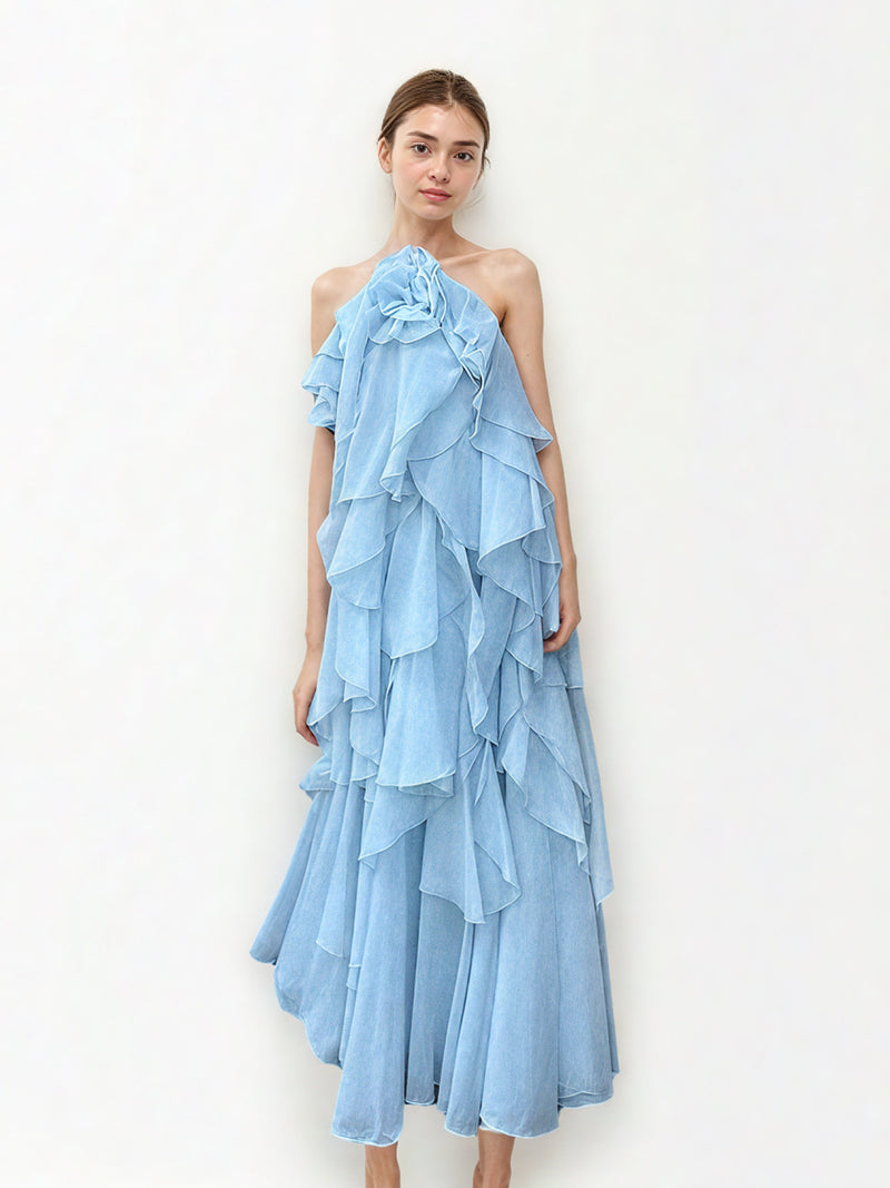 Irregular Solid Off Shoulder Long Dress