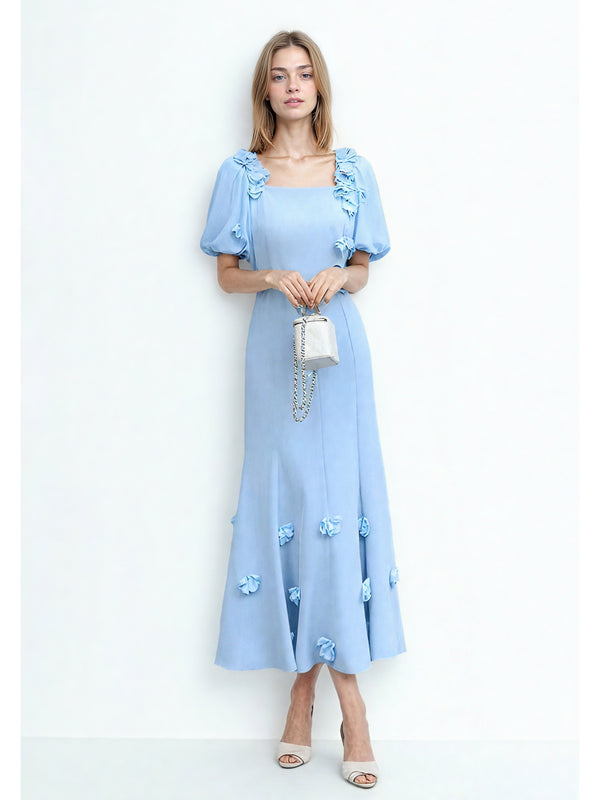 Elegant Solid Patchwork Long Dress
