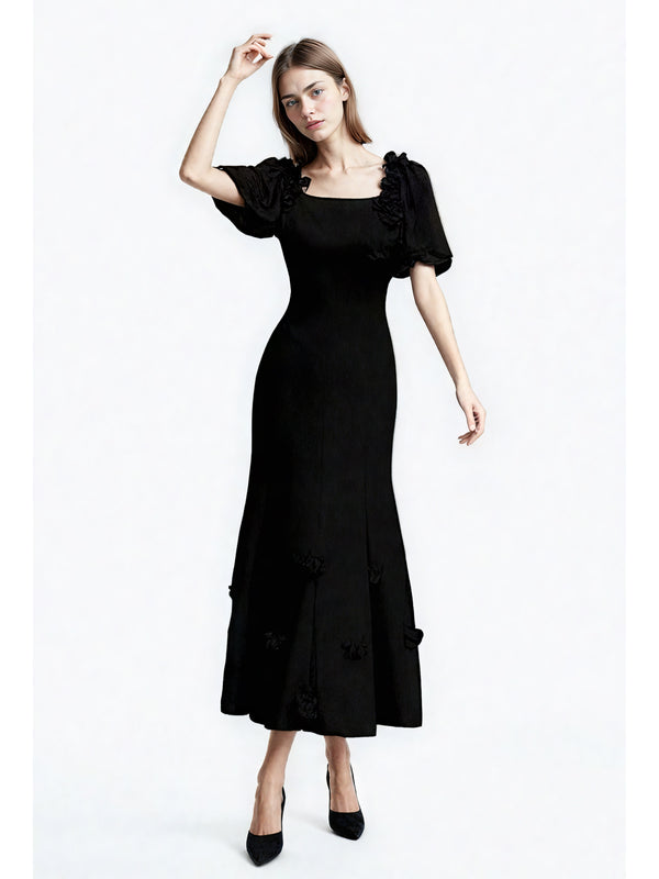 Elegant Solid Patchwork Long Dress