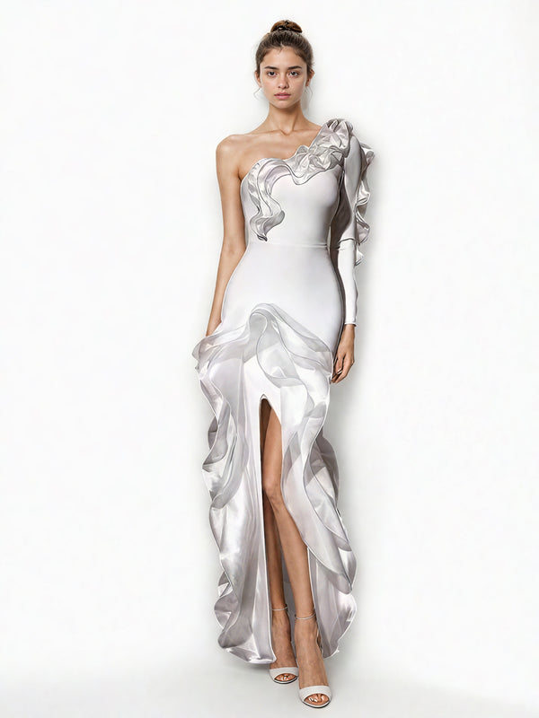 Off Shoulder Side Split Long Dress