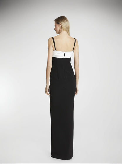 Elegant Hit Color Side Split Long Dress