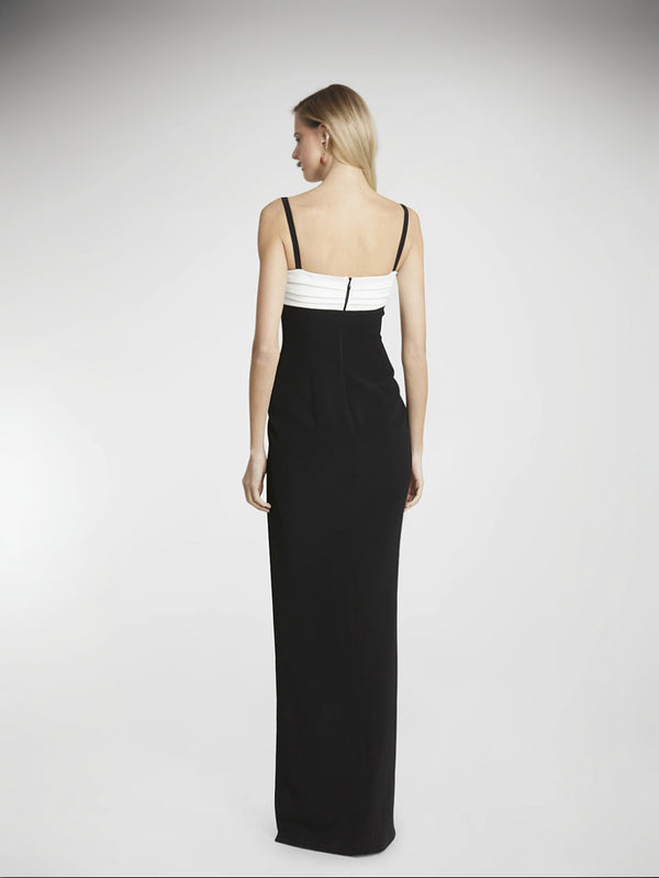 Elegant Hit Color Side Split Long Dress