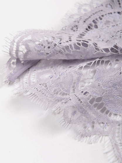 Flower Lace Patchwork Pearls Short Dress