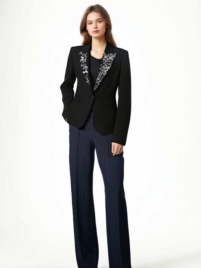 Elegant Solid Lapel Patchwork Jacket