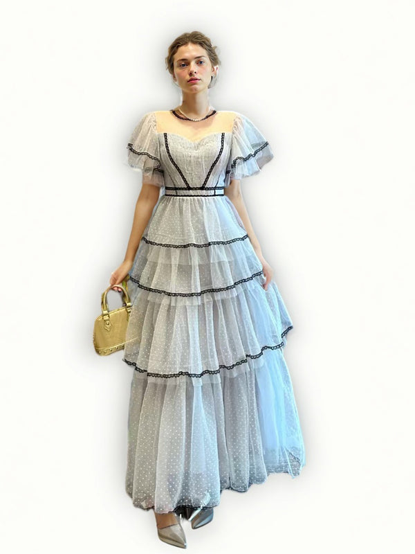 Temperament Elegant Mesh Long Dress