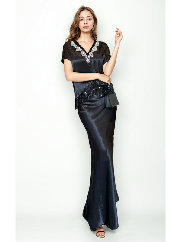 Elegant Solid Patchwork Long Dress