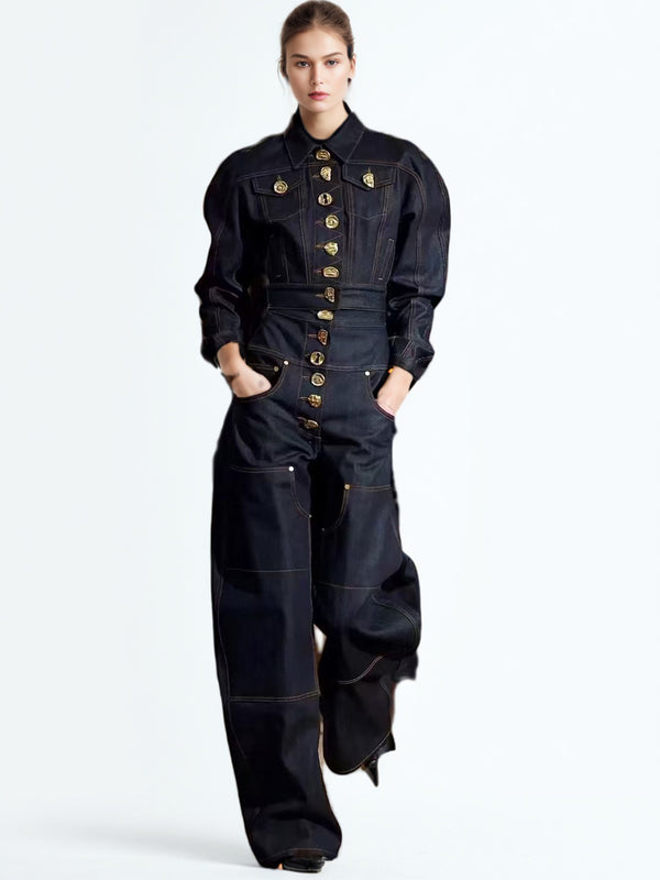 Patchwork Casual Denim Two-Piece Set
