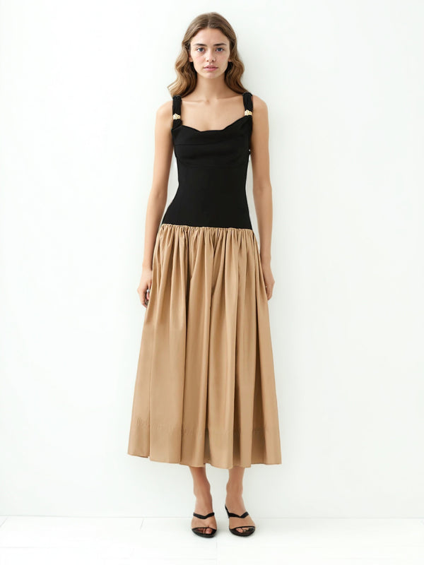 Hit Color Off Shoulder Long Dress