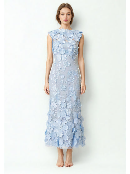 Elegant Patchwork Flower Long Dress