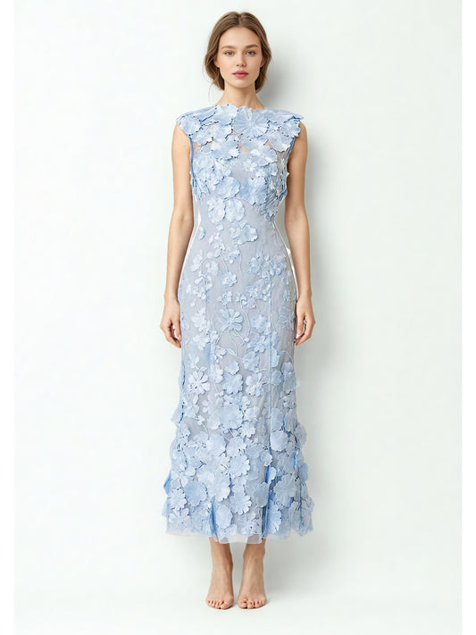 Elegant Patchwork Flower Long Dress